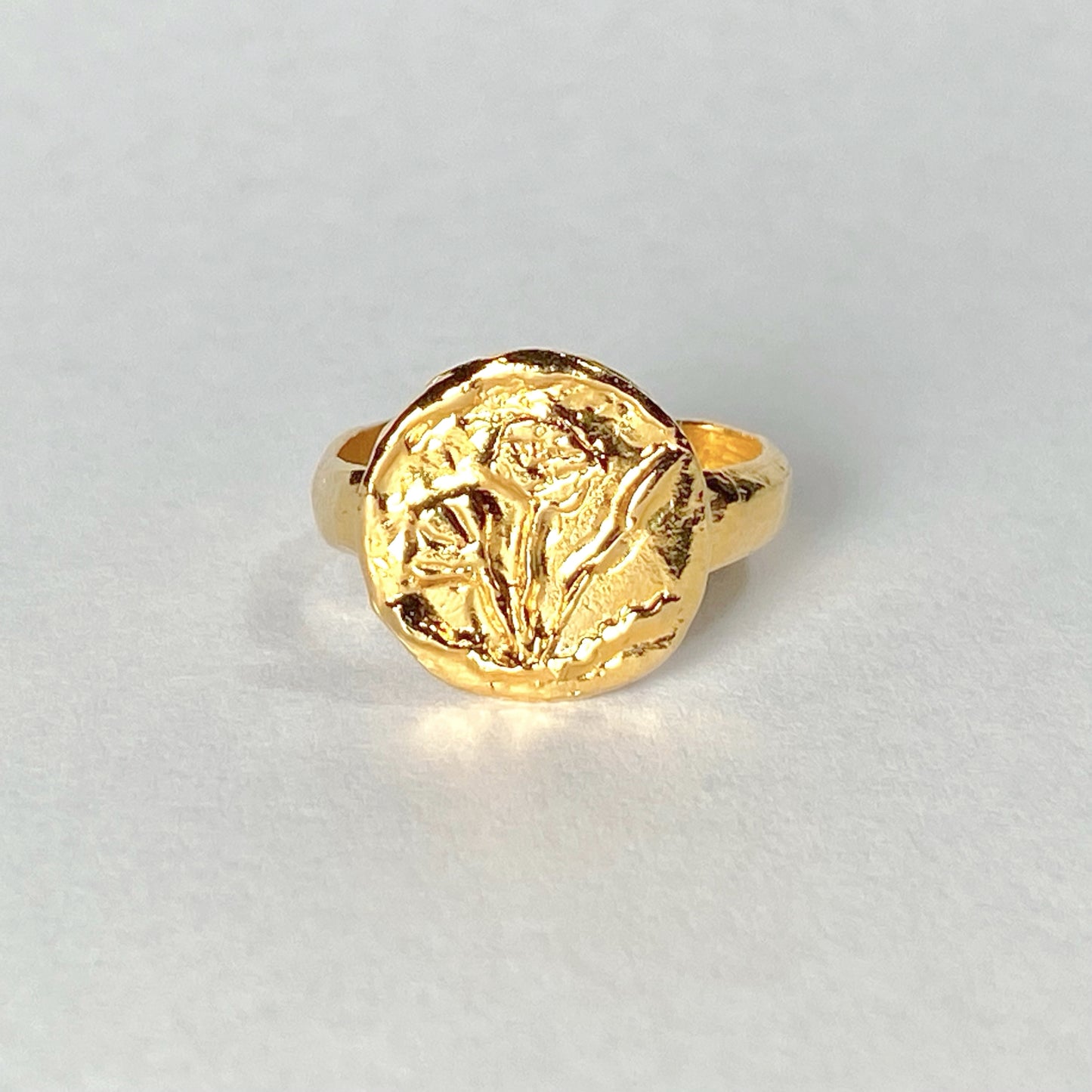 Gold plate California poppy ring