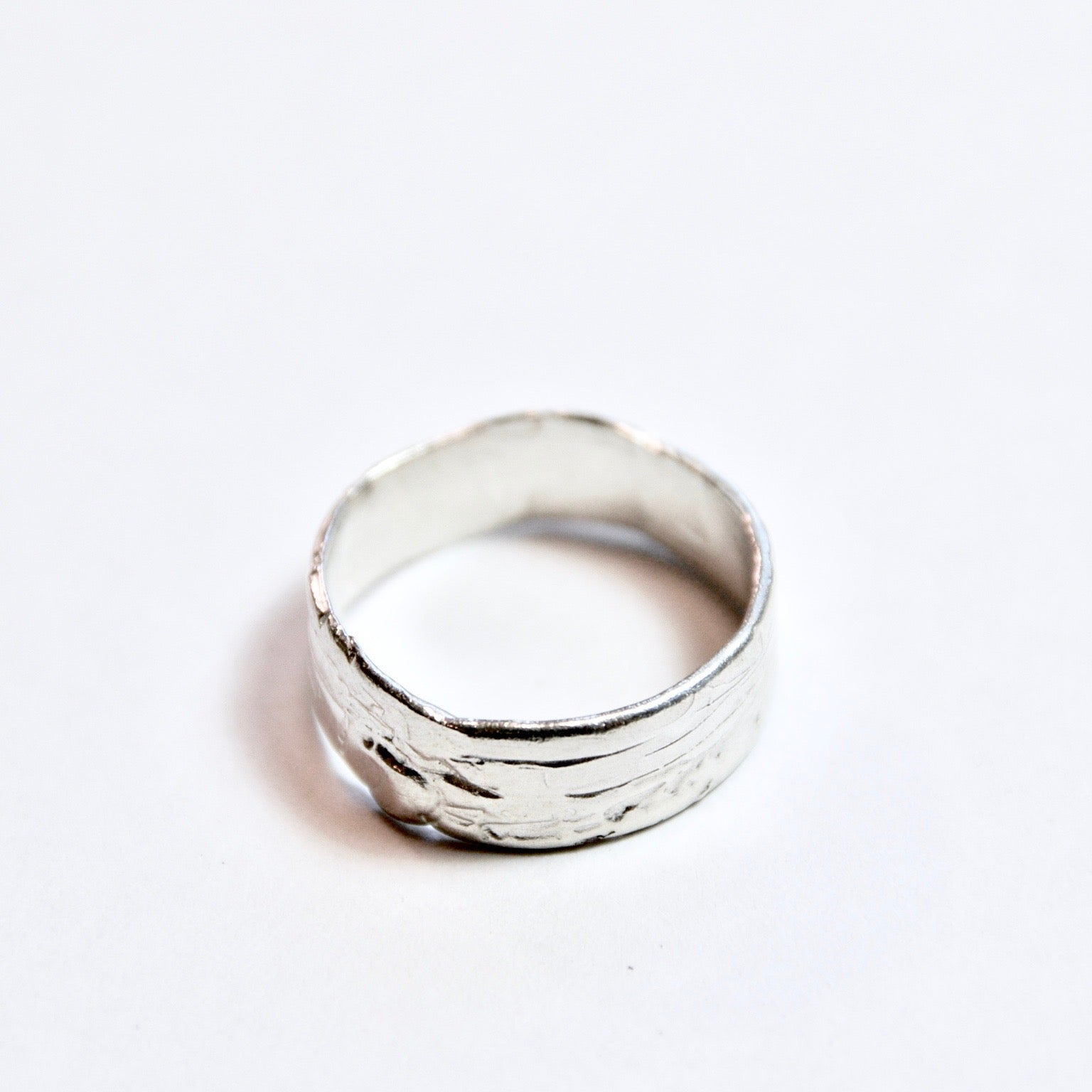 Silver wedding band engagement ring Goleta ring