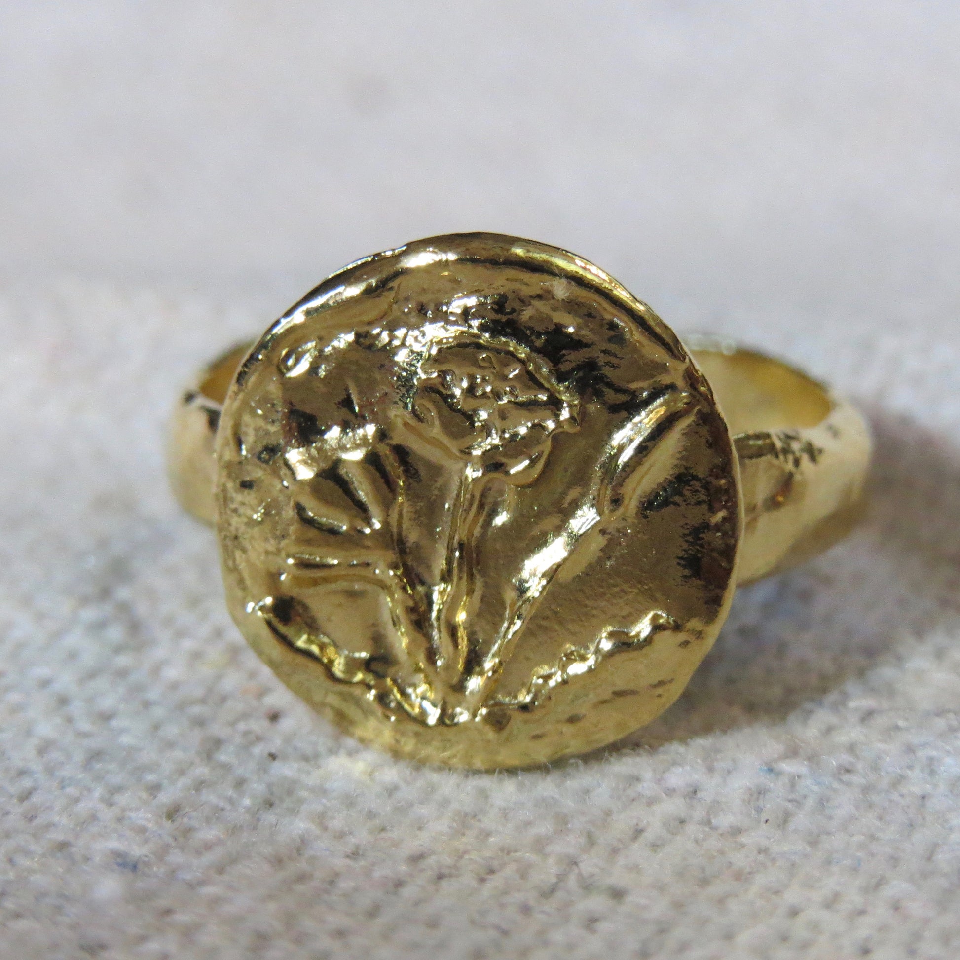 Gold California poppy ring