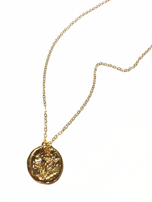 California Poppy Charm Necklace