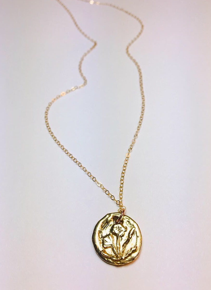 California Poppy Charm Necklace